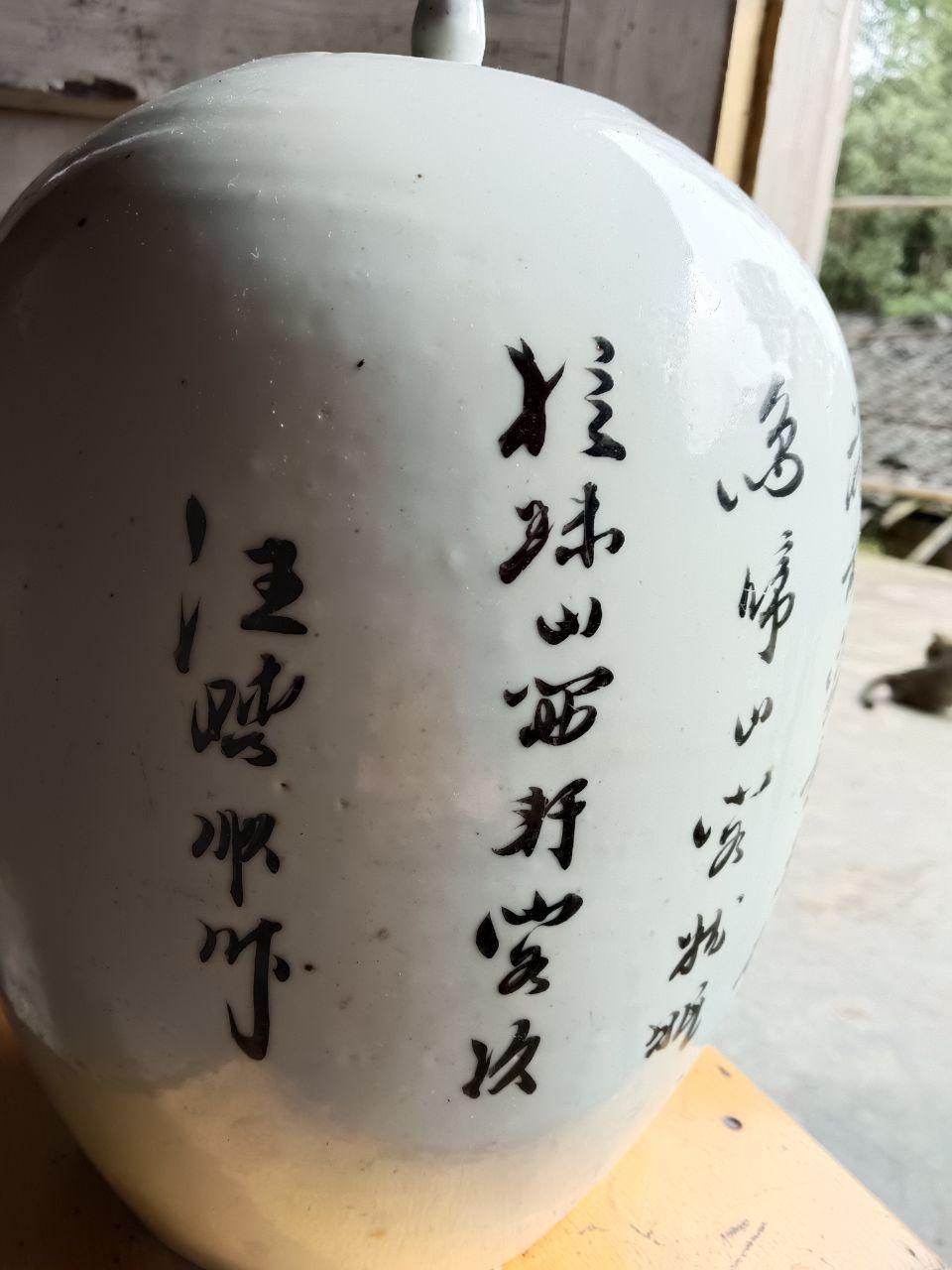 《晚清民国粉彩富贵白头花鸟纹宝珠顶盖罐》