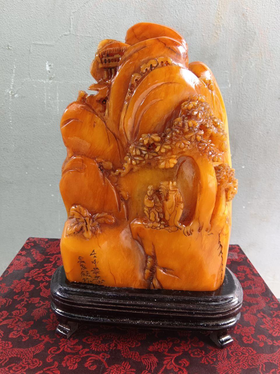 山水人物圆雕