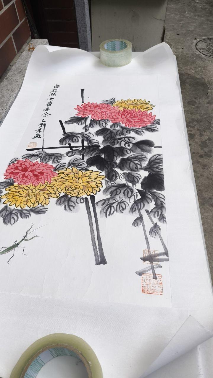 菊花螳螂图
