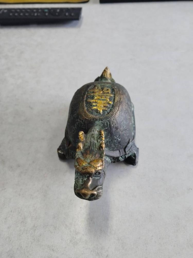 精铜错金龙龟