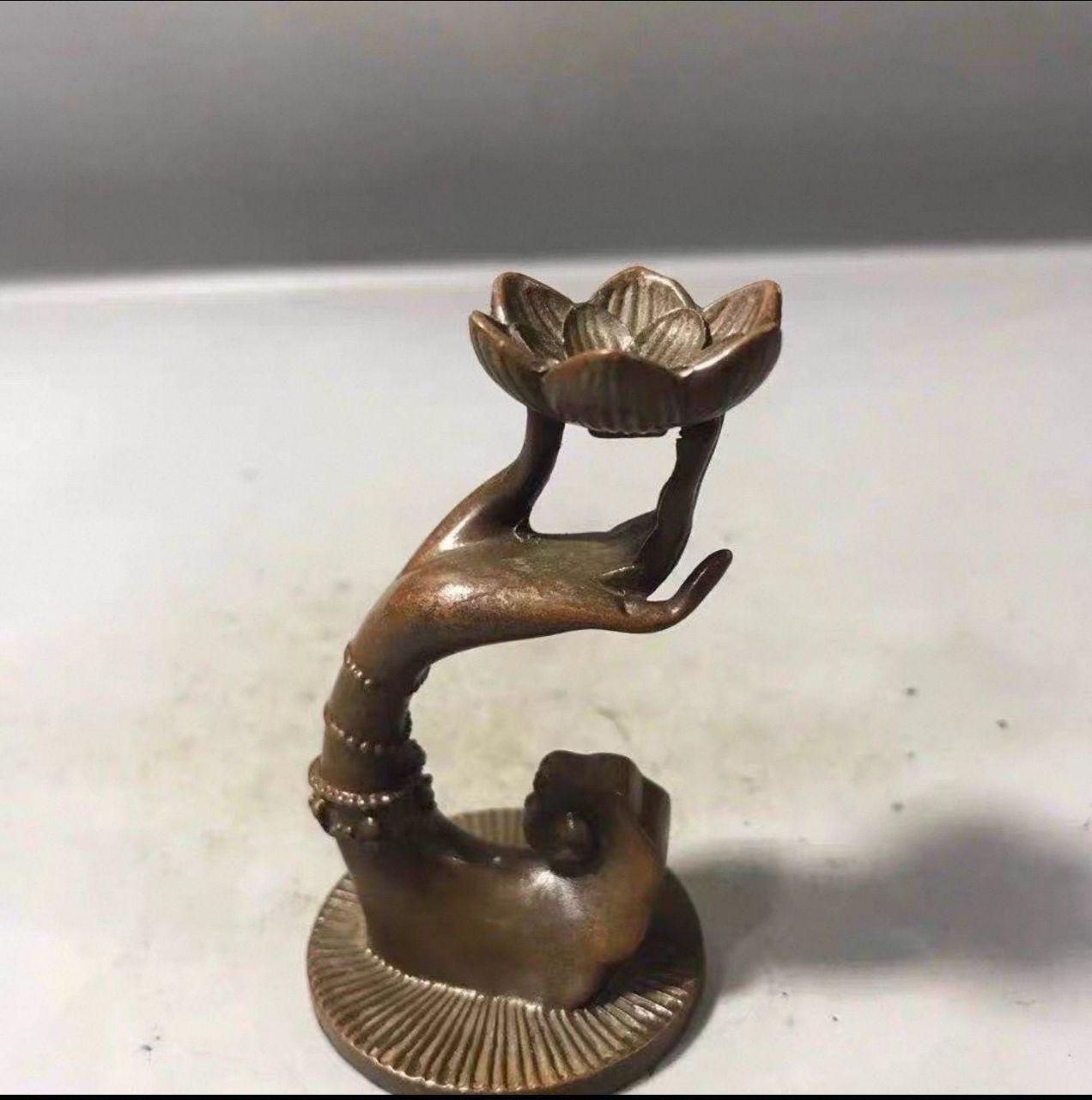 铜制佛手莲花香插