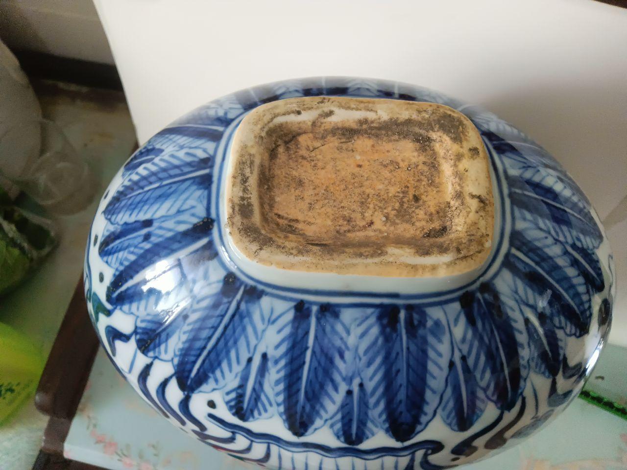 青花缠枝莲鱼纹盘口瓶