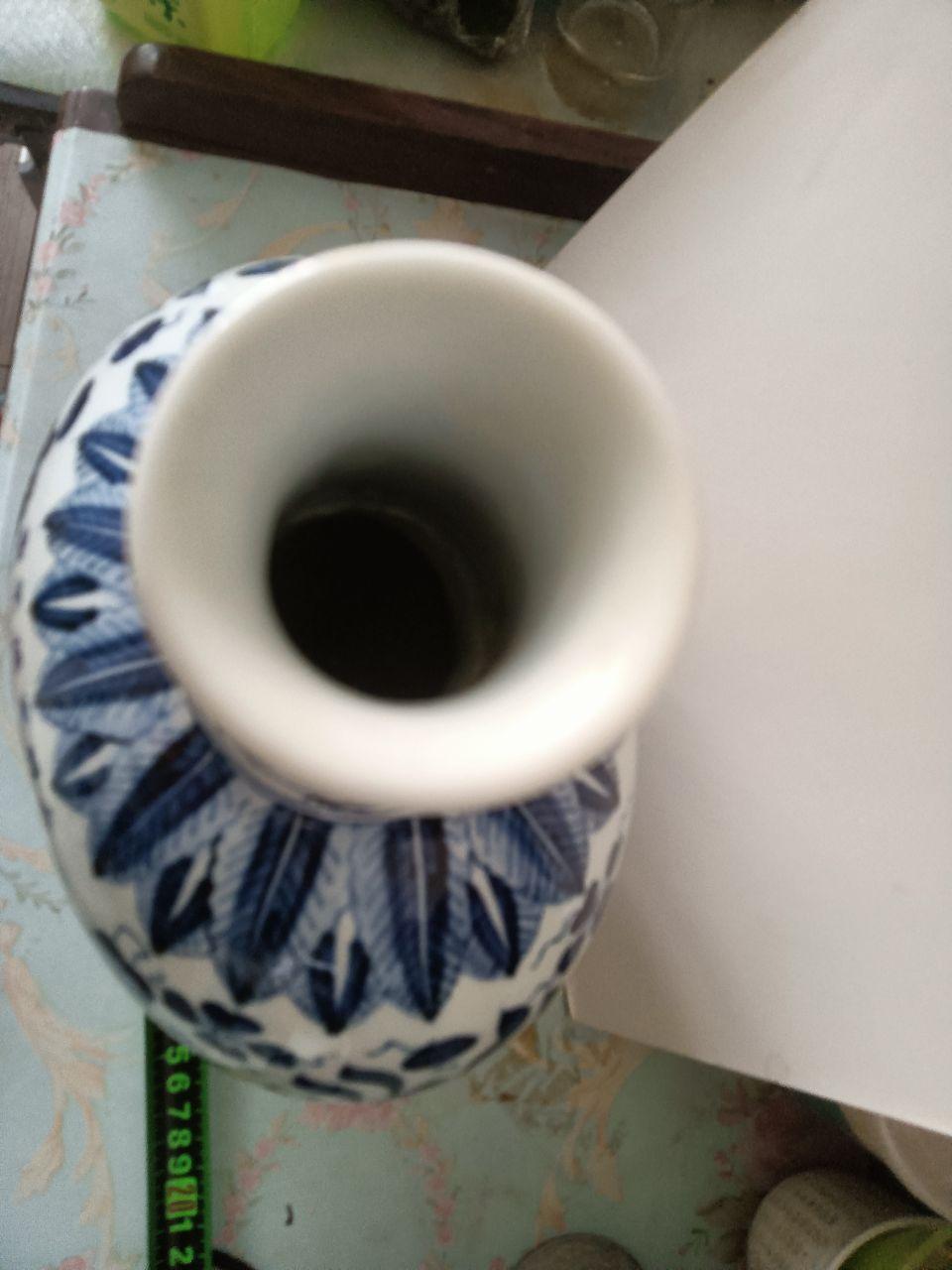 青花缠枝莲鱼纹盘口瓶